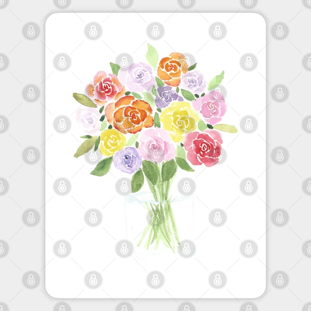 Roses on Vase Magnet by Sharon Rose Art